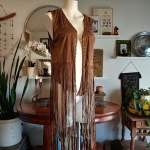 Faux Suede Fringe Vest
